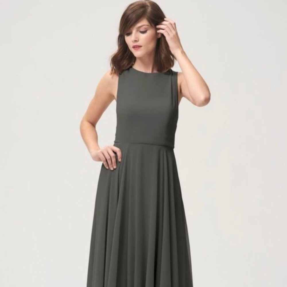 NWT NEVER-WORN Jenny Yoo Elizabeth Dress in Charcoal Luxe - Size 10
